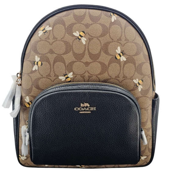 Coach Court Backpack In Signature Canvas With Bee Print NWT - Picture 3 of 9